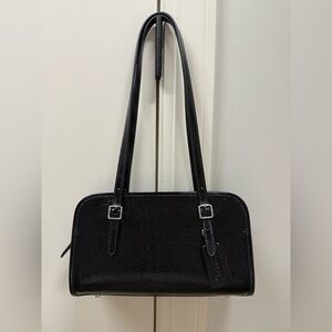 Coach Swing Zip Black Crinkle Patent Leather